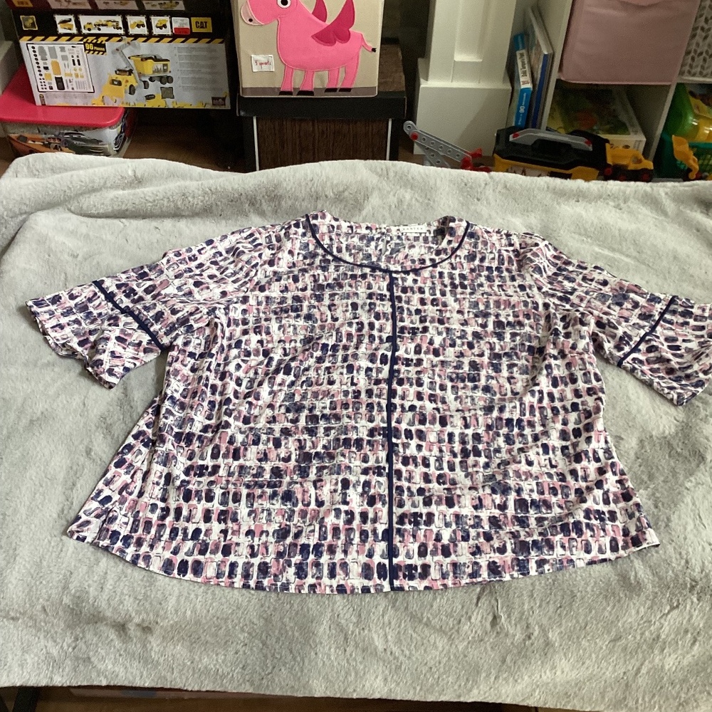 NWOT Eastex size 14 pink, navy and white top